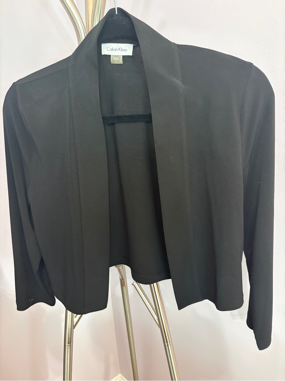 Calvin Klein Black Cropped Open-Front Blazer - Picture 1 of 3